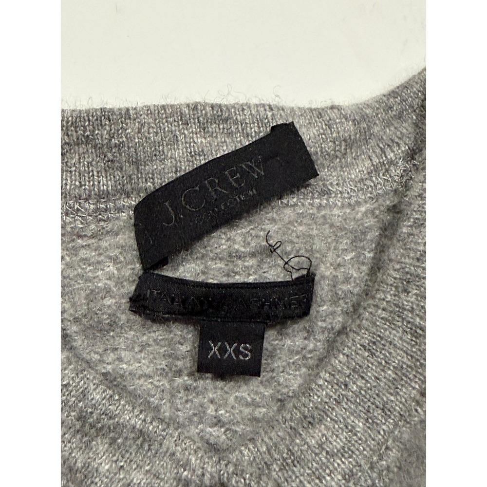 J.Crew Collection Italian Cashmere Henley Sweater Gray XXS Waffle Knit Raglan - Picture 4 of 6